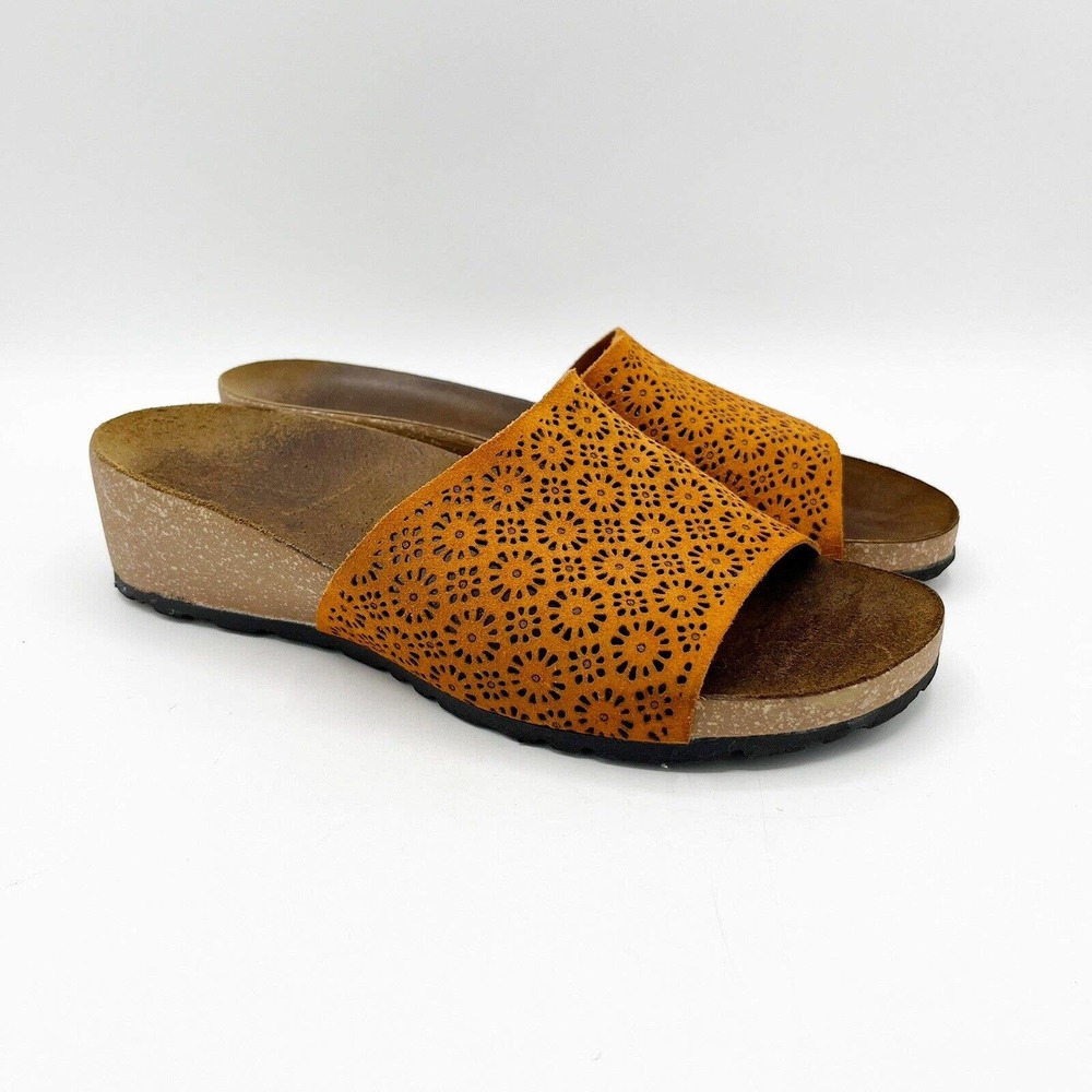 A. Giannetti Sandals Leather Low Wedge Slide‎ Comfort Shoe